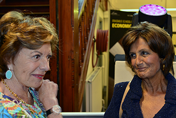 Europees Commissielid Neelie Kroes met Nederlands zakenvrouw Sylvia Toth.