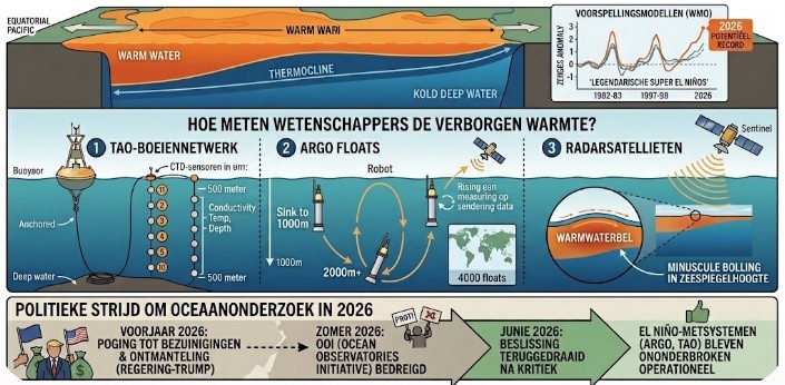 Super-El Niño 2026 en hoe de meting van zeewater inzet is van MAGA politiek