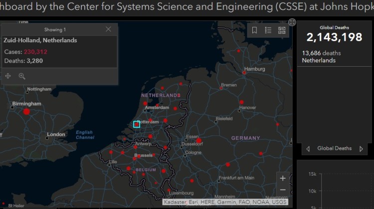 Corona: Zuid Afrikaanse en Britse variant in Nederland.  Johns Hopkins. Update RIVM